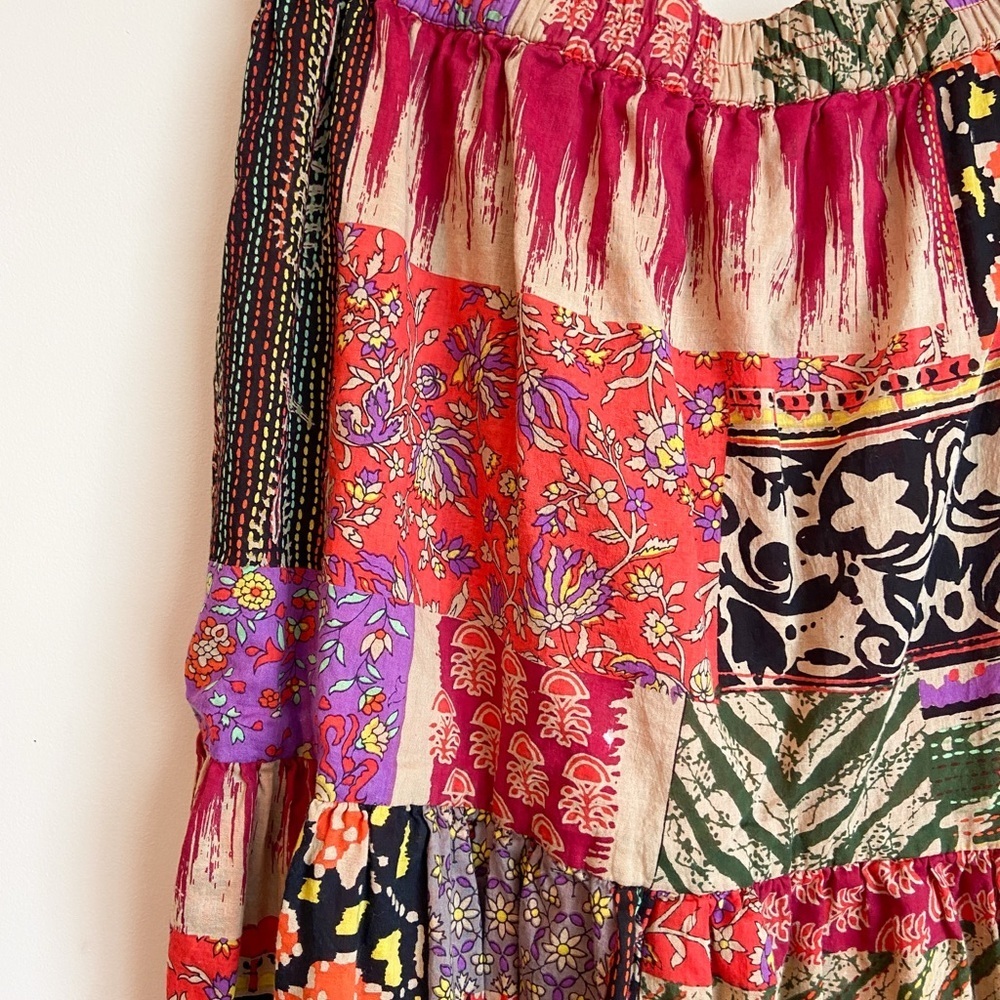 Bohemian Patchwork Pattern Maxi Skirt - Picture 4 of 5